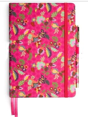NEW Johnny Was Verney Journal and Pen Set Silk Blend Floral Pink Size 8.5" x 6"